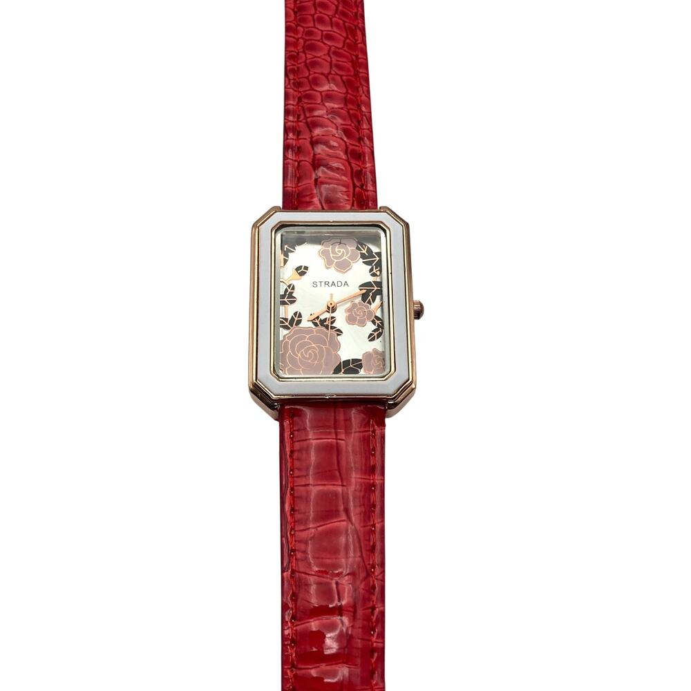 Strada Pink Rose Women's Watch 29mm - New Battery - Adjustable Red Band - Picture 3 of 10